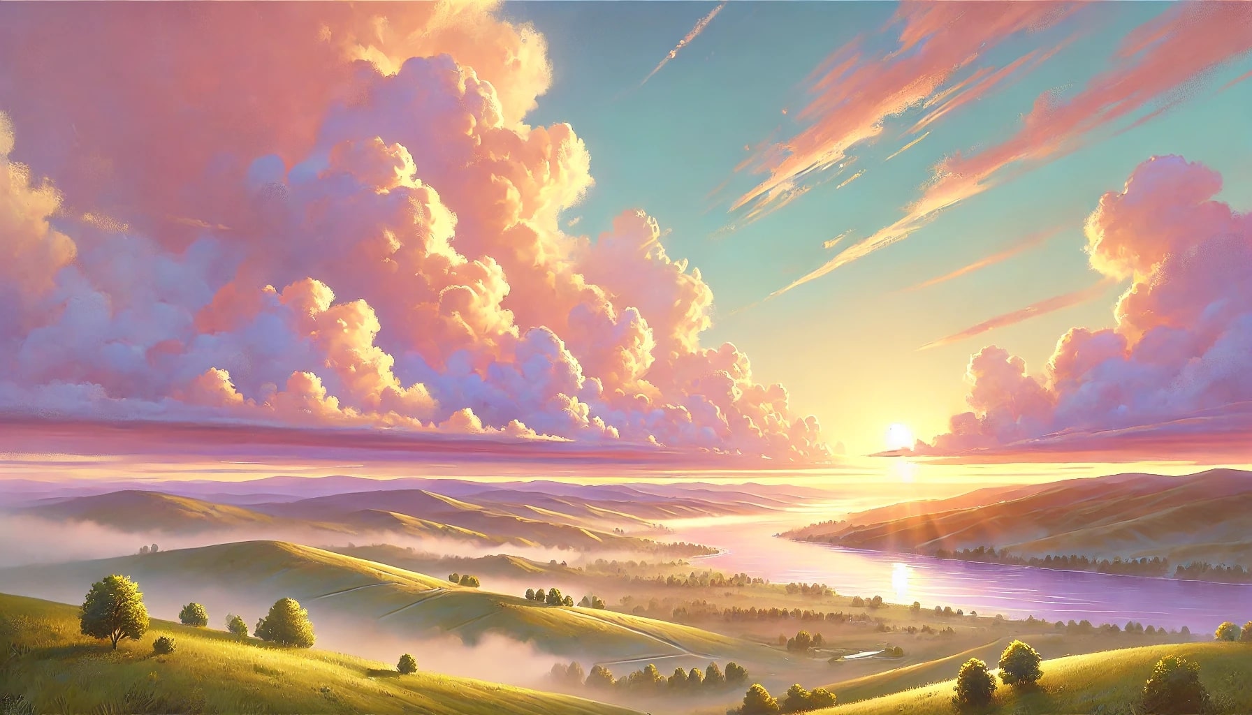 Harmonious AI future landscape.